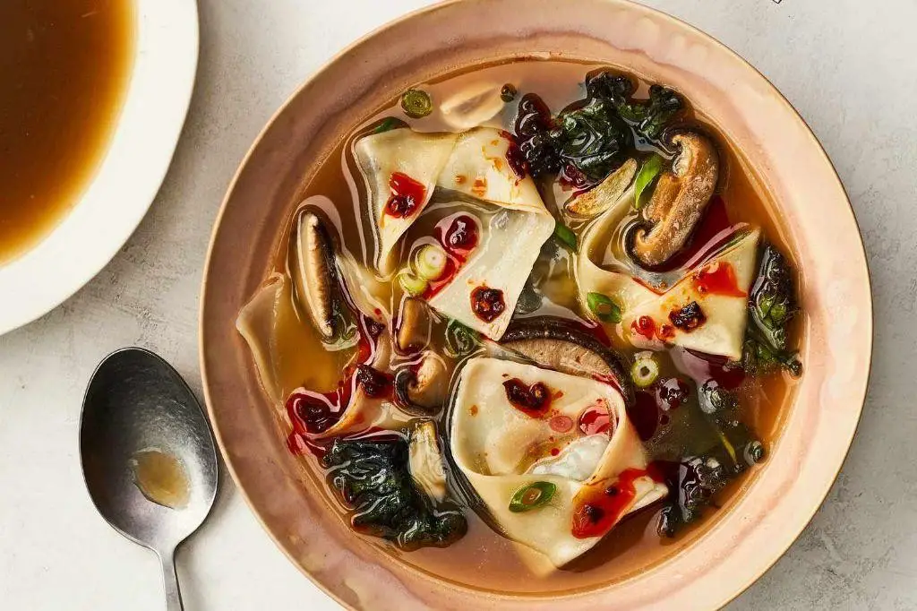 Maitake Mushroom Dumplings in Broth