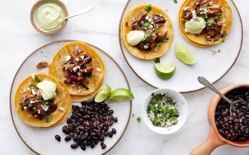Maitake Mushroom Tacos with Avocado Crema
