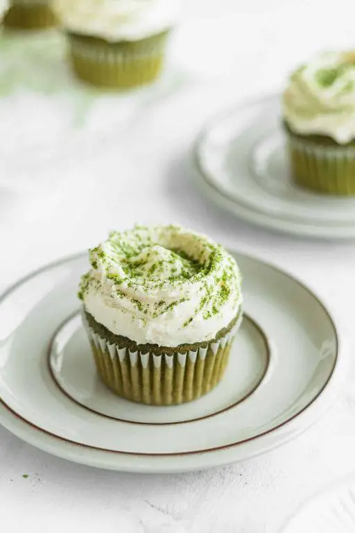 Matcha Green Tea Cupcakes with White Chocolate Frosting
