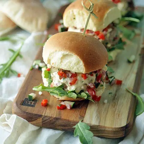 Mediterranean Turkey Burger with Hummus
