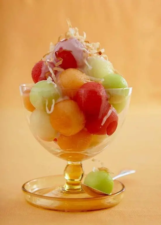 Melon Ball and Coconut Milk Dessert