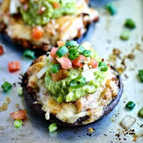 Mexican Stuffed Mushrooms with Avocado Cream
