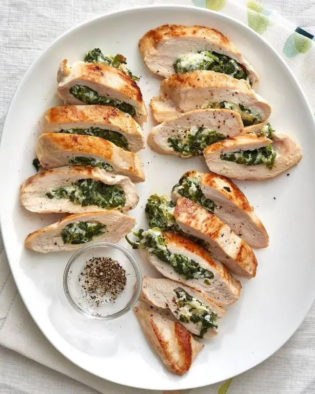 Muenster Cheese and Spinach Stuffed Chicken