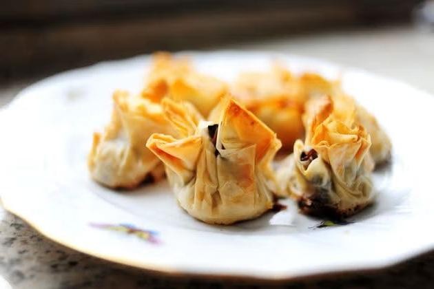 Mushroom and Cheese Phyllo Bundles