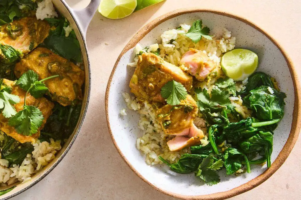 One-Pot Salmon Spinach and Rice