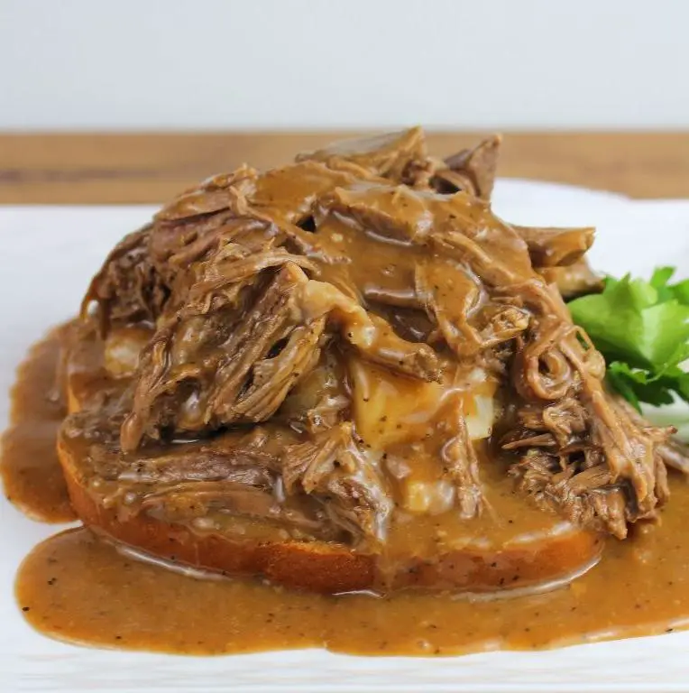 Open-Faced Pot Roast Sandwich with Gravy