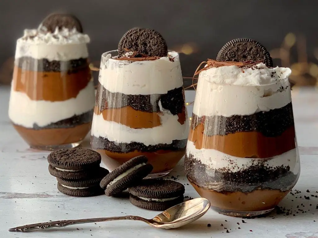 Oreo Cookies and Cream Parfait Cups