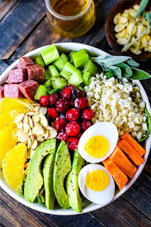 Paleo Cobb Salad with Almonds and Balsamic Dressing