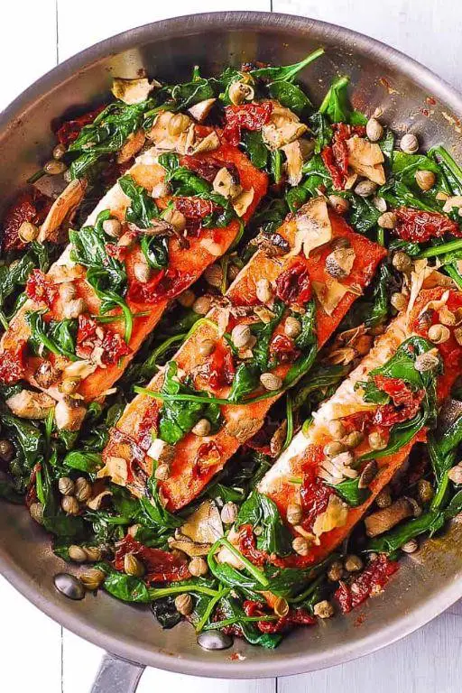 Pan-Seared Salmon with Sautéed Spinach