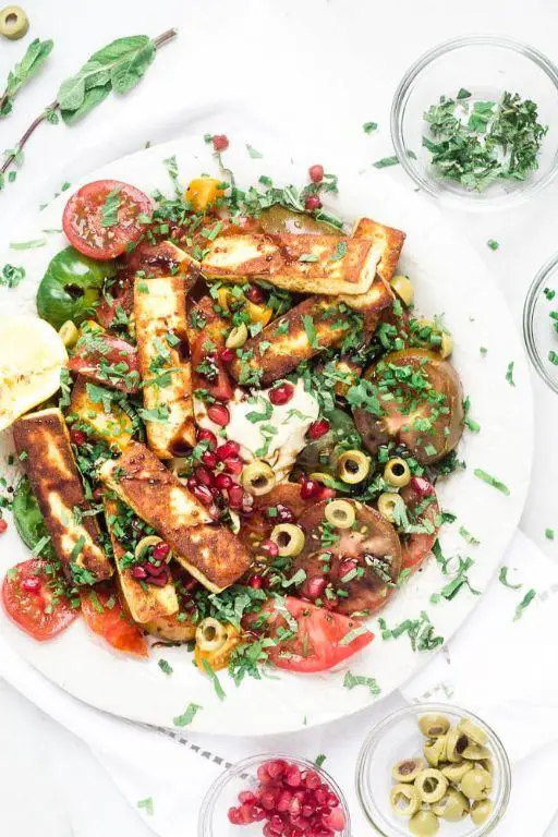 Paneer and Tomato Basil Salad