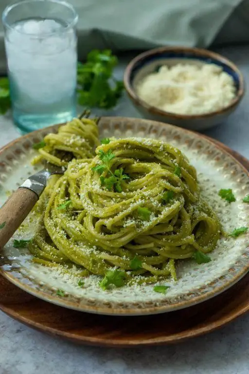 Pasta with Cotija Cheese and Roasted Poblano Cream Sauce