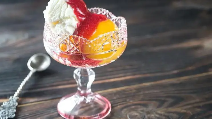 Peach Melba Shaved Ice
