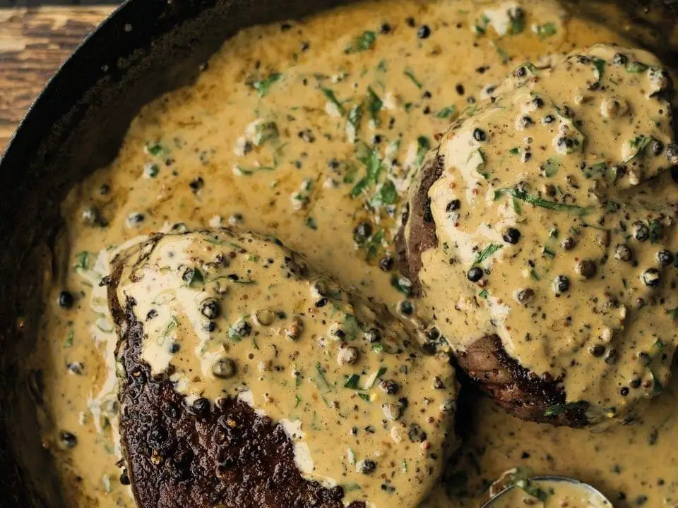 Pepper Steak and Onions with a Creamy Mustard Sauce