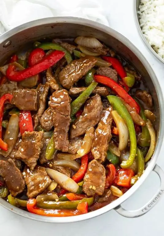 Pepper Steak and Onions with a Sweet and Sour Sauce
