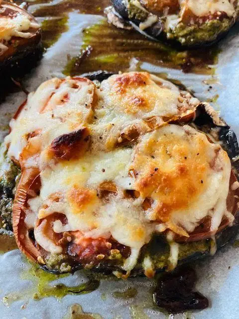 Pesto and Mozzarella Stuffed Mushrooms