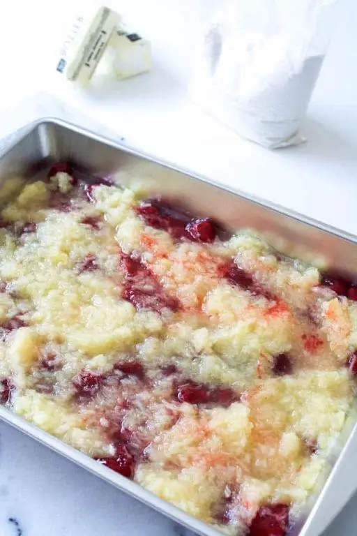 Pineapple Strawberry Dump Cake
