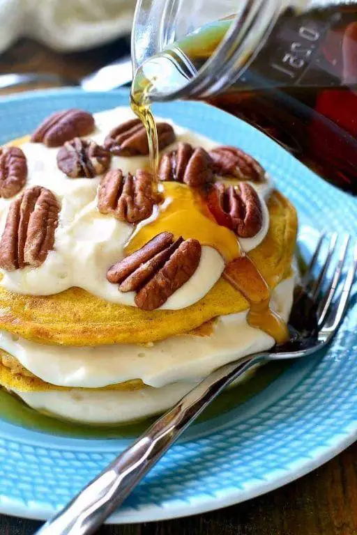 Pumpkin Cream Cheese Stuffed Pancakes