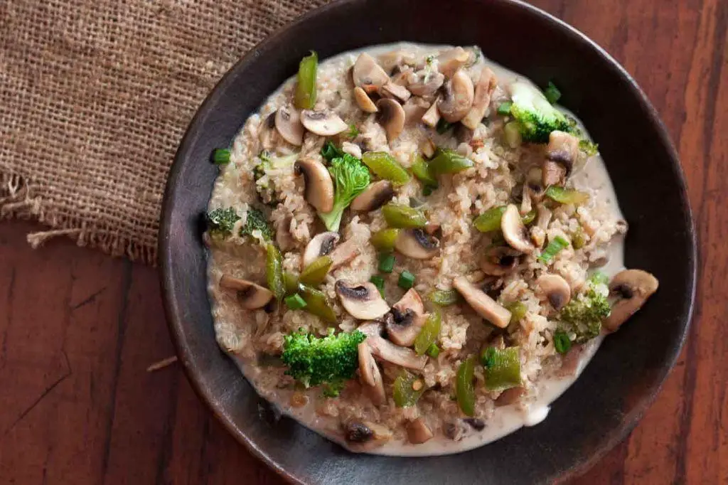 Quinoa and Brown Rice Risotto with Mushrooms