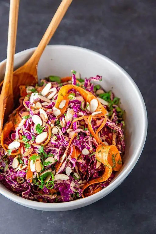 Red Cabbage and Carrot Salad with Honey Mustard Dressing
