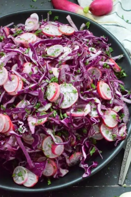 Red Cabbage and Radish Salad with Buttermilk Dressing