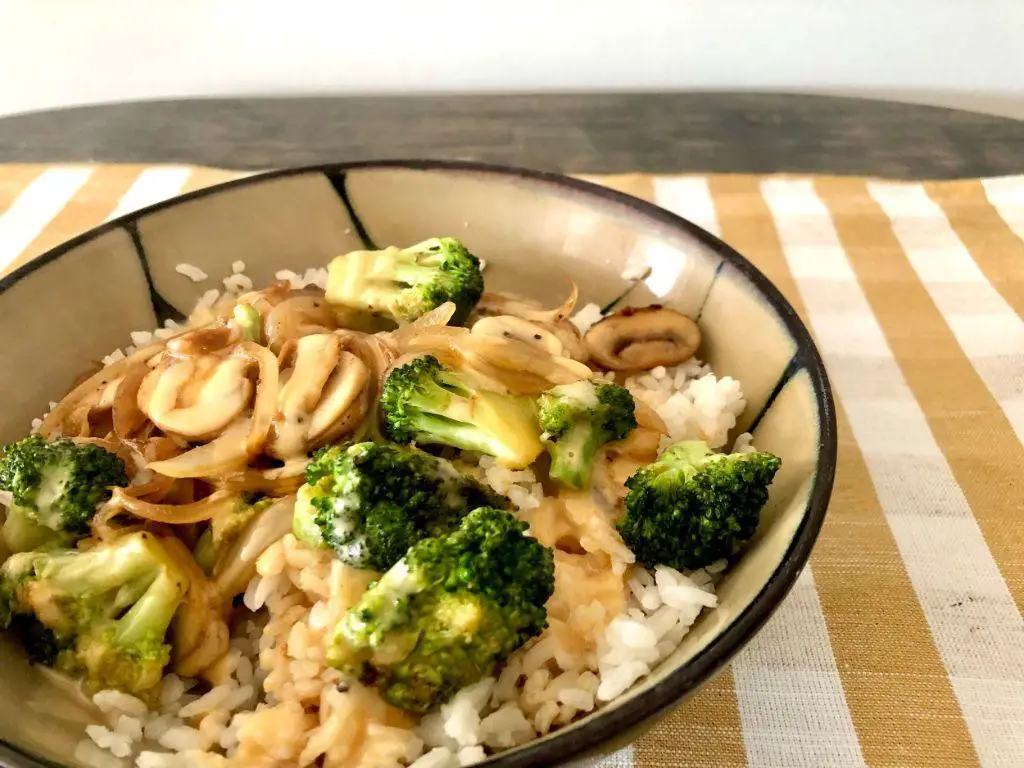 Riced Broccoli and Mushroom Saute