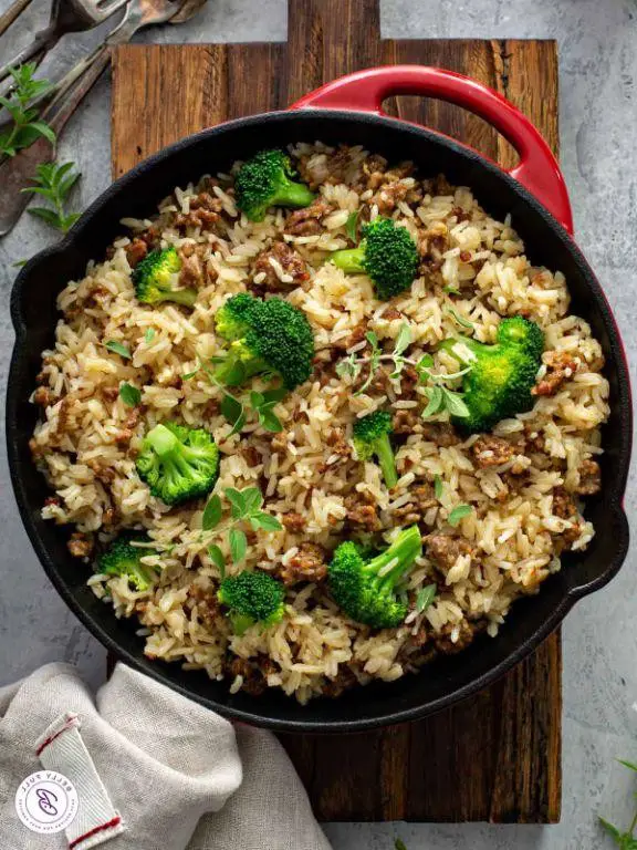 Riced Broccoli and Sausage Skillet