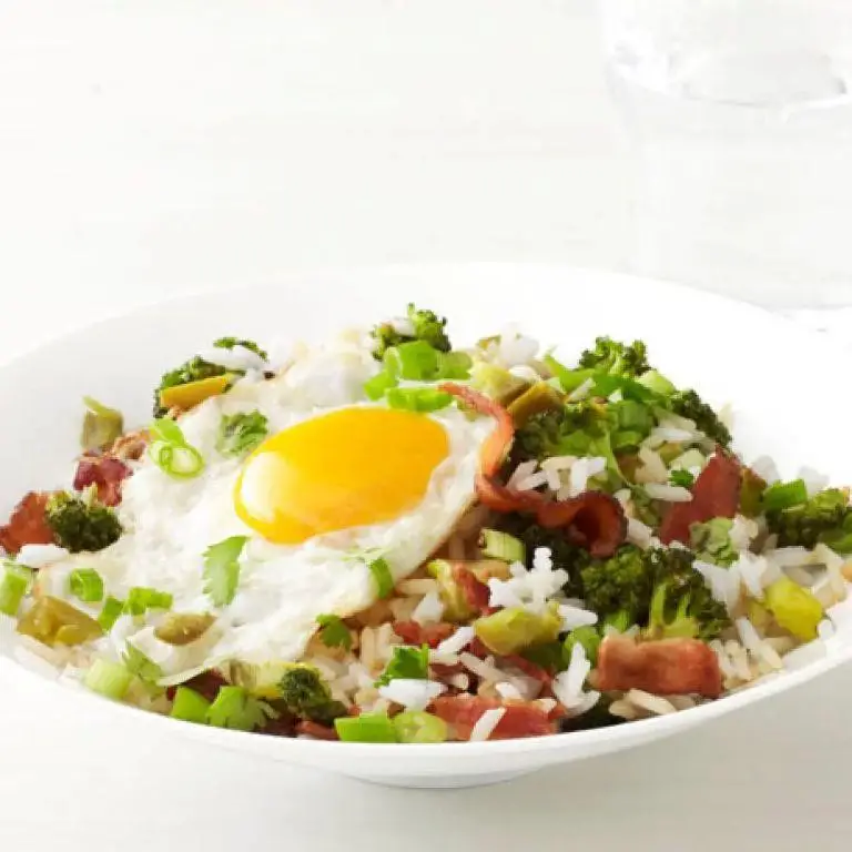 Riced Broccoli with Bacon and Eggs