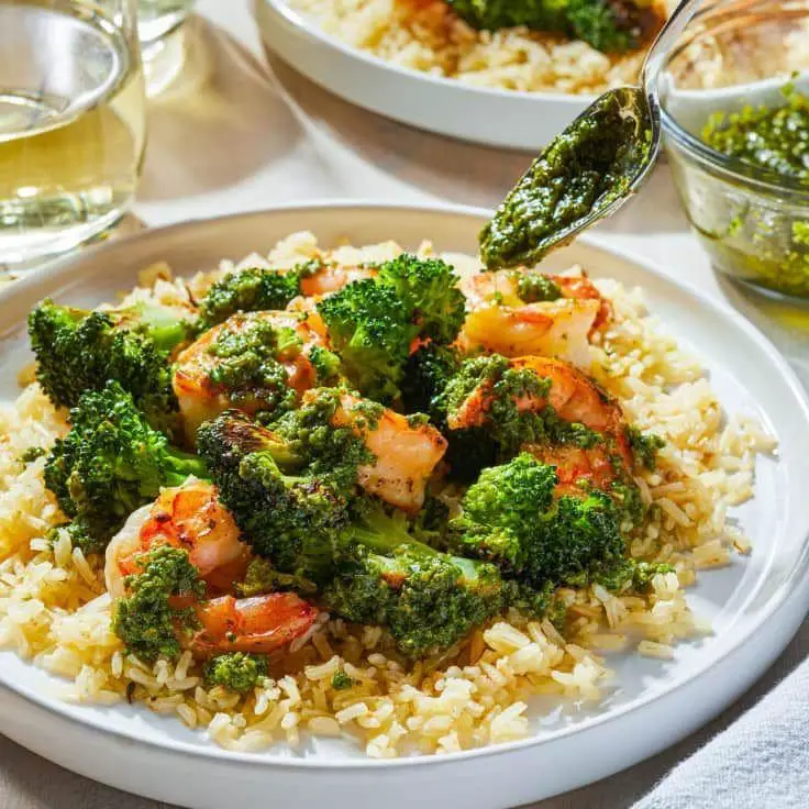 Riced Broccoli with Garlic Butter Shrimp