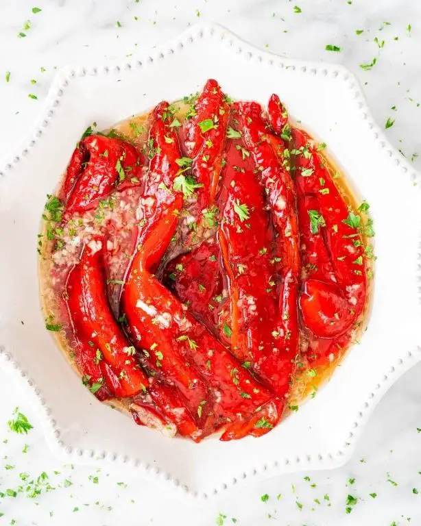 Roasted Red Peppers with Garlic and Olive Oil