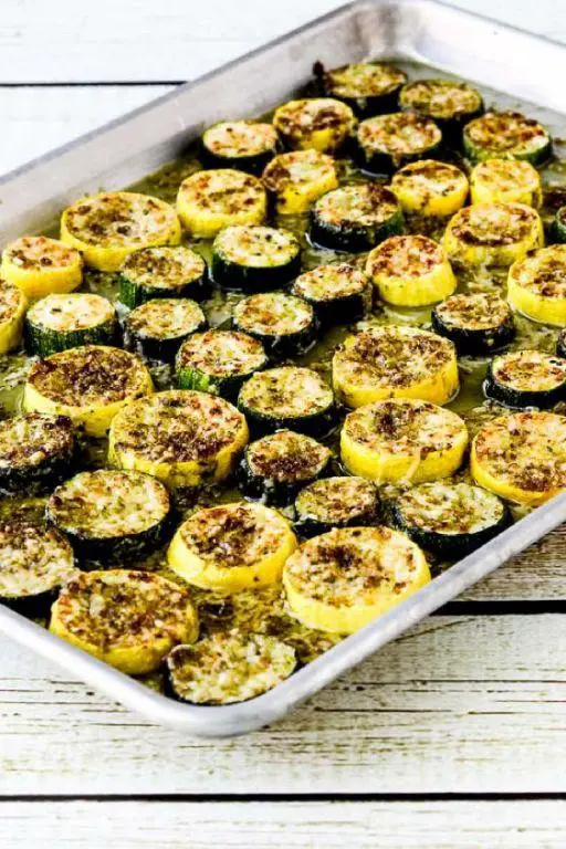 Roasted Zucchini and Squash with Pesto Drizzle