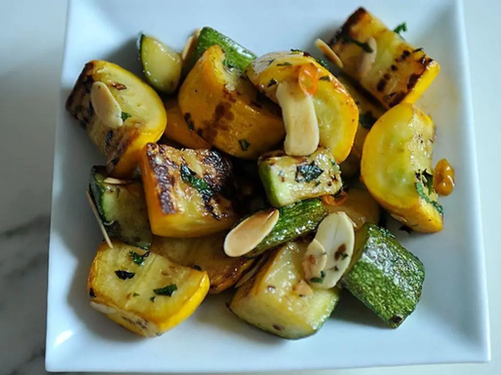 Roasted Zucchini and Squash with Toasted Almonds