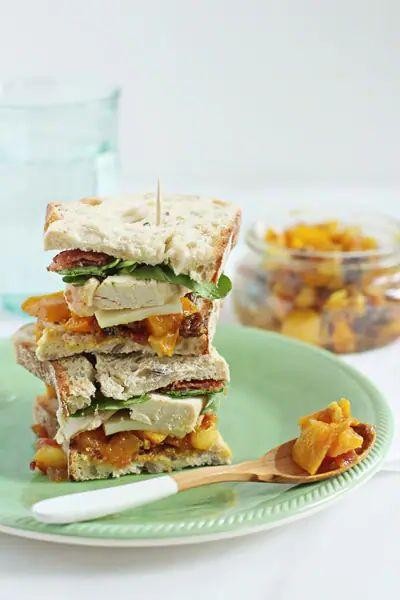 Rotisserie Chicken Sandwich with Mango Chutney and Arugula