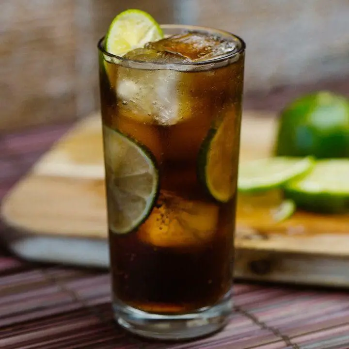 Rum and Coke with Fresh Lime Juice