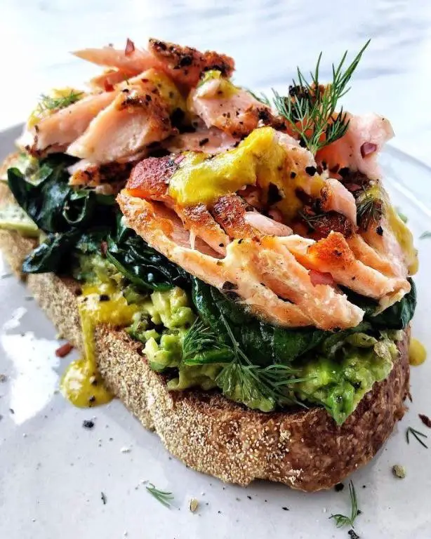 Salmon Spinach and Avocado Toast