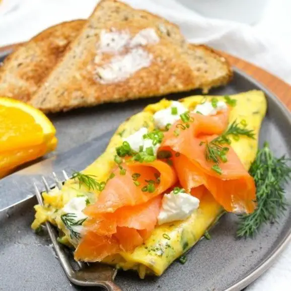 Salmon Spinach and Goat Cheese Omelette