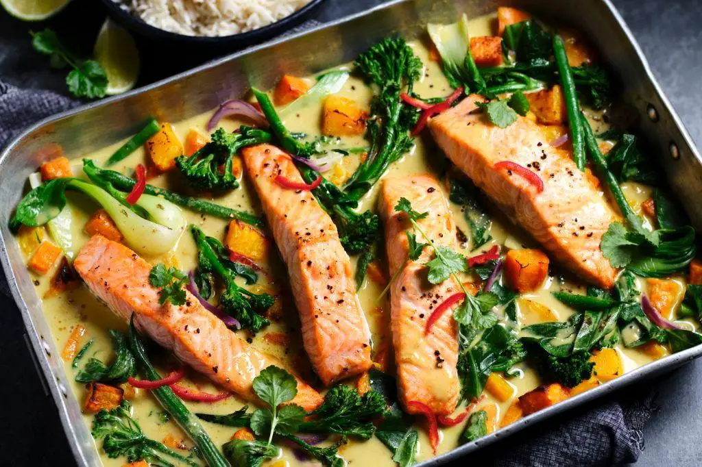 Salmon Spinach and Sweet Potato Curry