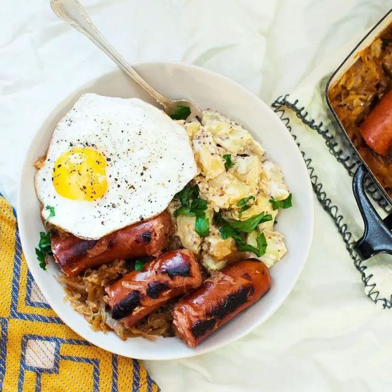 Sauerkraut and Sausage Breakfast Bowl