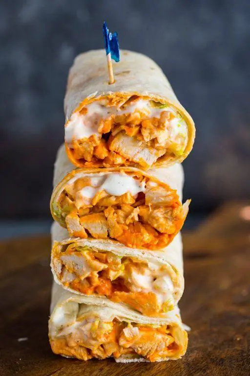 Shaved Chicken Buffalo Wraps