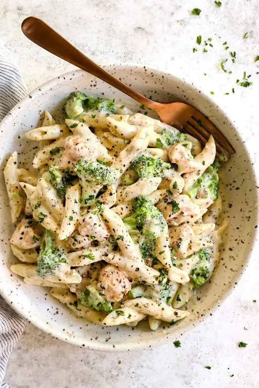 Shaved Chicken and Broccoli Alfredo