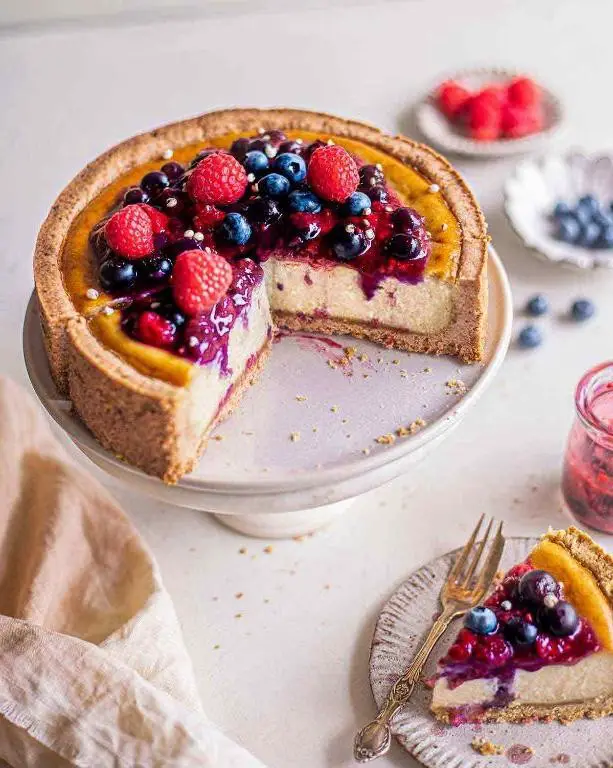Silken Tofu Cheesecake with Berry Compote