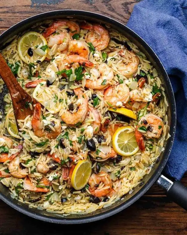 Slow Cooker Mediterranean Orzo with Shrimp and Feta
