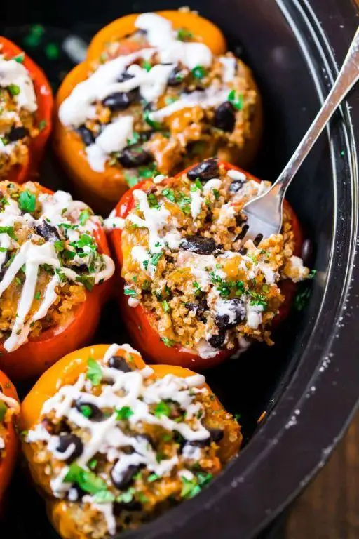 Slow Cooker Seafood Stuffed Peppers
