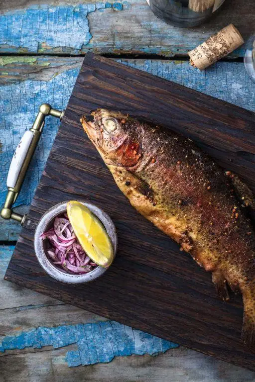 Smoked Herring on Traeger with Onion and Vinegar