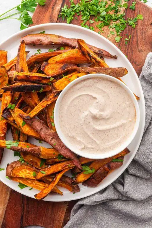 Smoked Sweet Potato Wedges with Greek Yogurt Dip