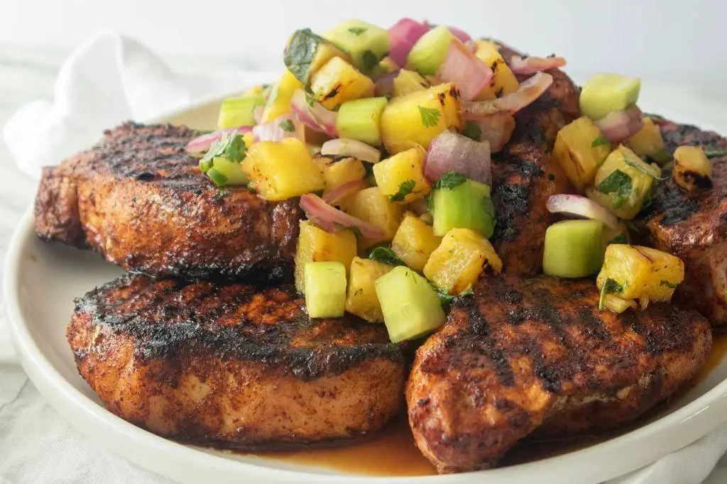 Spicy Grilled Pork Chops with Pineapple Salsa