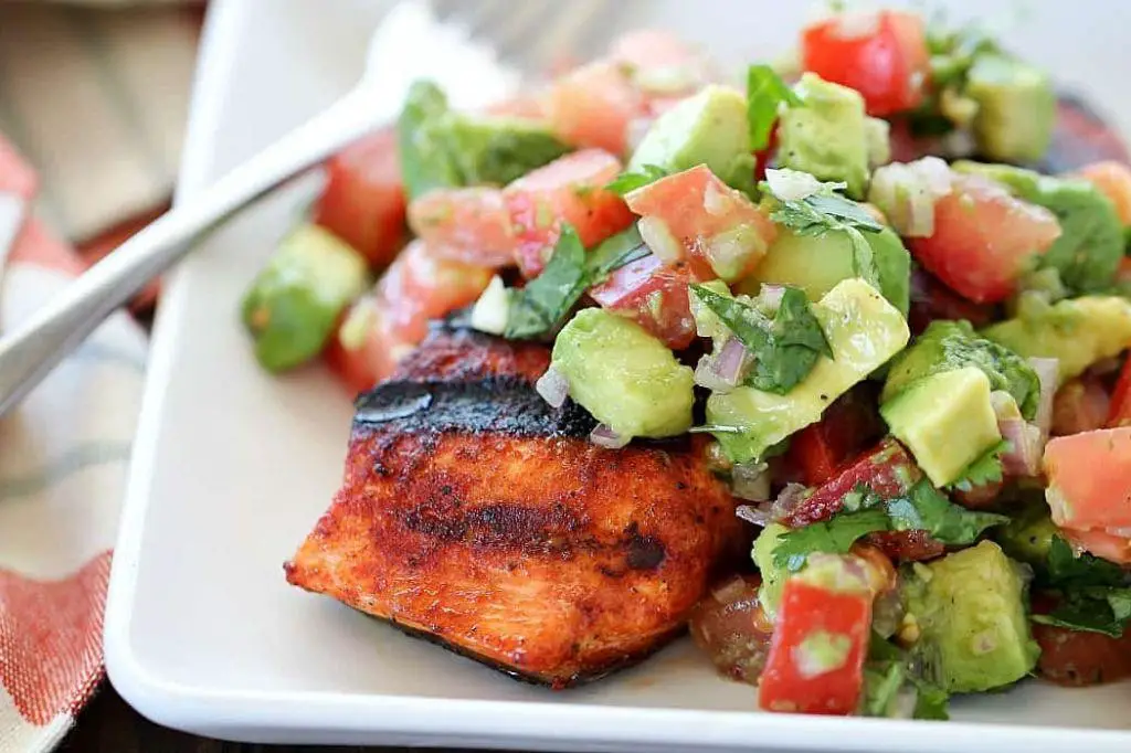 Spicy Grilled Salmon with Avocado Salsa