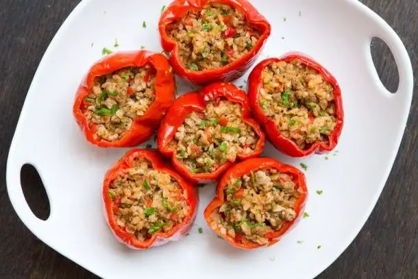 Stuffed Bell Peppers with Turkey and Brown Rice