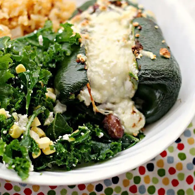 Stuffed Poblano Peppers with Cotija Cheese