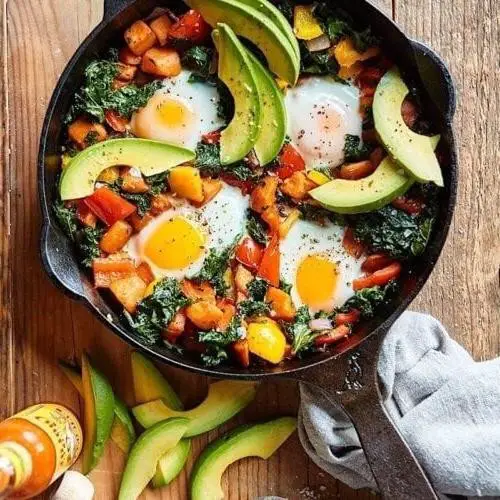 Sweet Potato Hash with Eggs and Avocado