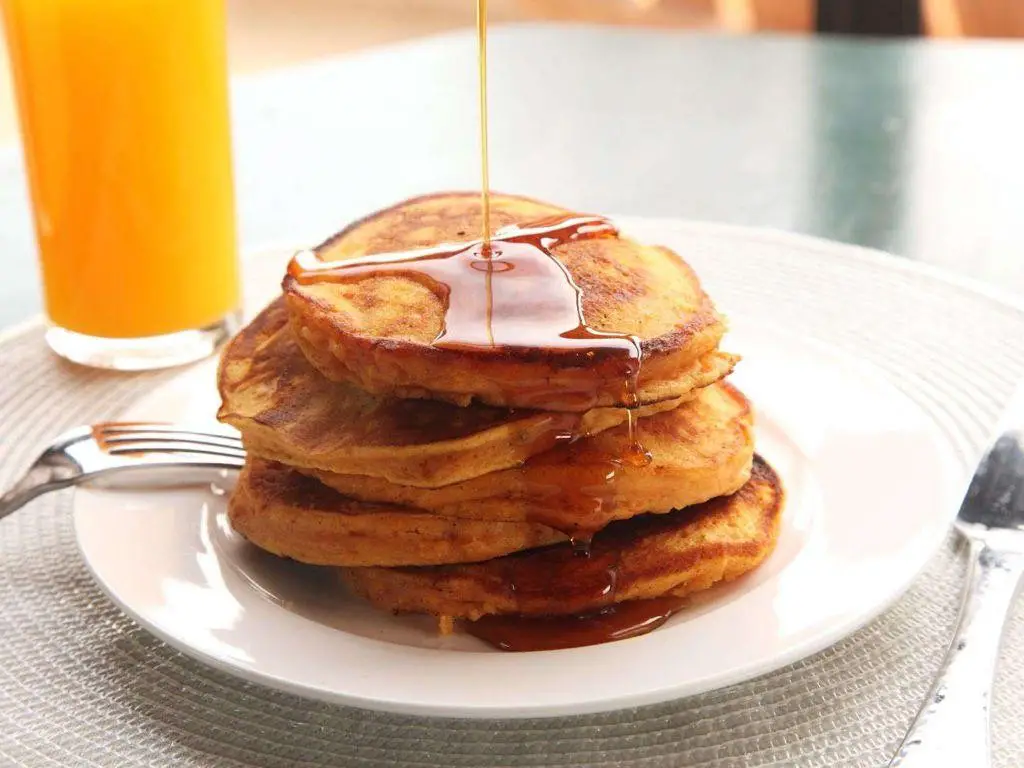 Sweet Potato Pancakes with Maple Syrup